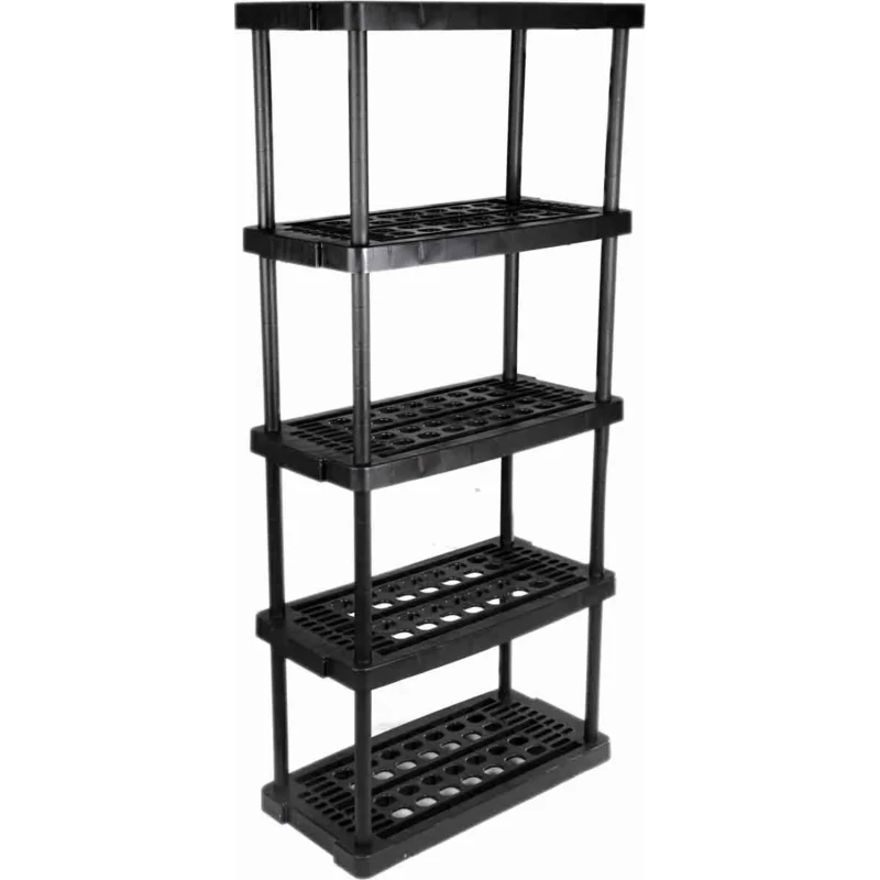 RS Pro Black 5 Shelf Polypropylene Scaffold Shelving Unit 1.76 m x 790 mm x 390 mm, Load Capacity 40 kg 838-6563