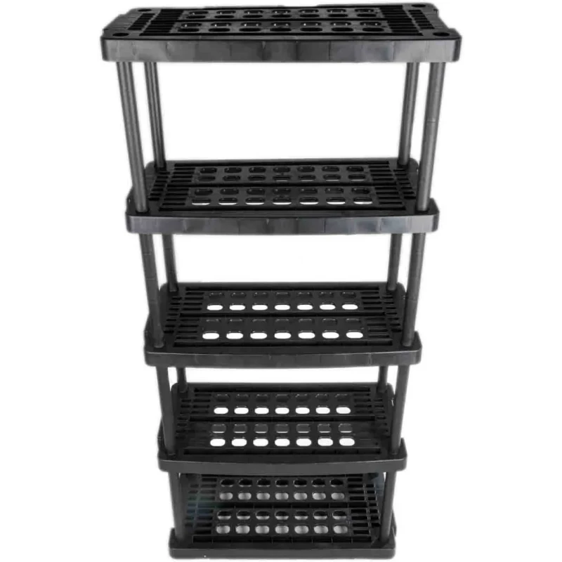 RS Pro Black 5 Shelf Polypropylene Scaffold Shelving Unit 1.76 m x 790 mm x 390 mm, Load Capacity 40 kg 838-6563