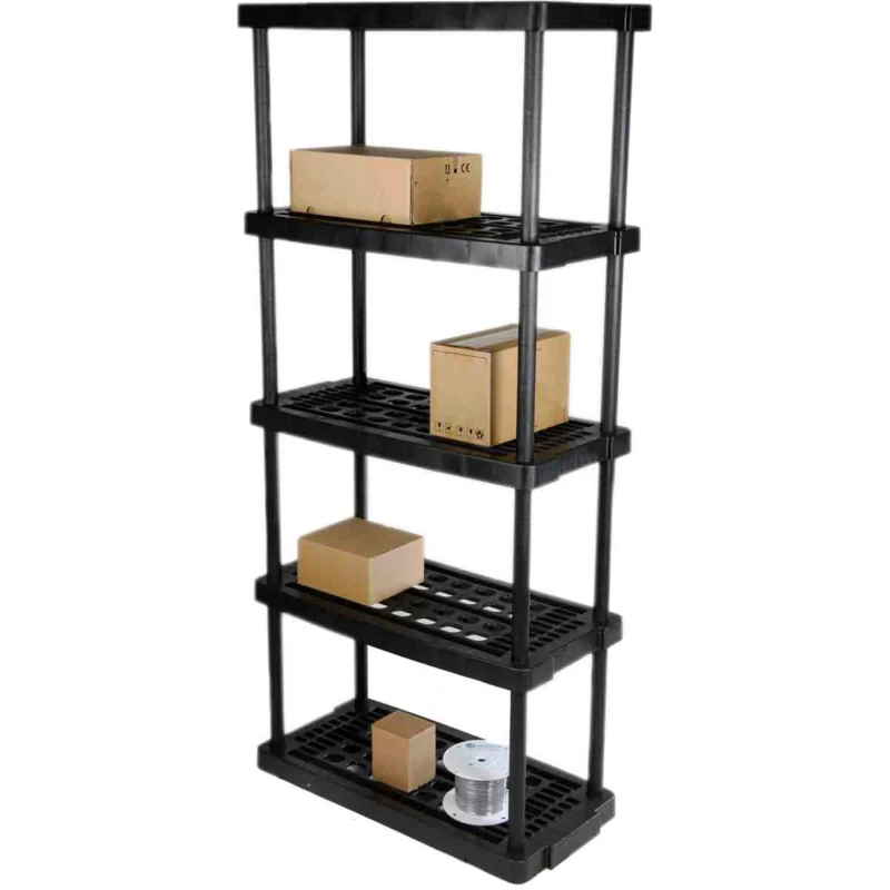 RS Pro Black 5 Shelf Polypropylene Scaffold Shelving Unit 1.76 m x 790 mm x 390 mm, Load Capacity 40 kg 838-6563