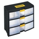 RS PRO Drawer Storage Unit 3 Polypropylene Transparent Black 334mm x 391mm x 197mm 838-6545