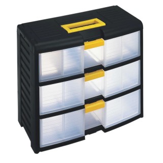 RS PRO Drawer Storage Unit 3 Polypropylene Transparent Black 334mm x 391mm x 197mm 838-6545