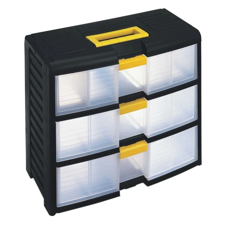 RS PRO Drawer Storage Unit 3 Polypropylene Transparent Black 334mm x 391mm x 197mm 838-6545
