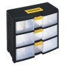 RS PRO Drawer Storage Unit 3 Polypropylene Transparent Black 334mm x 391mm x 197mm 838-6545