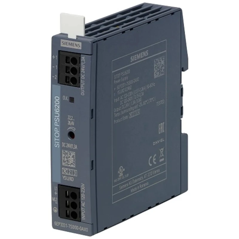 Siemens SITOP PSU6200 Switched Mode DIN Rail Power Supply AC/DC Input 85-240 V, Output 24V DC 1.3A 31.2W 