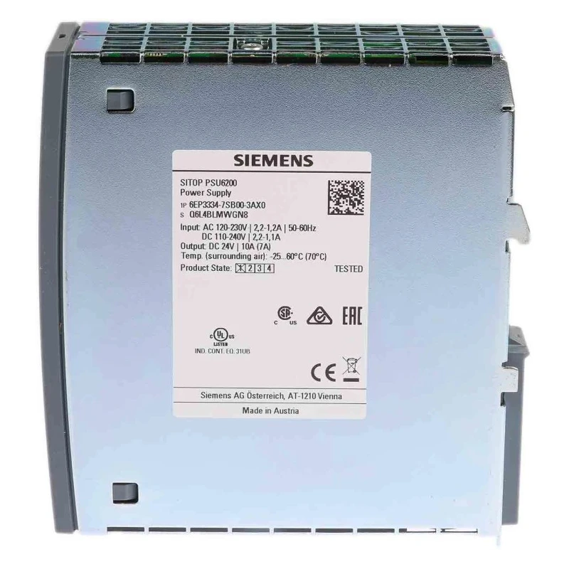 Siemens SITOP PSU6200 Switched Mode DIN Rail Power Supply 230V AC / 240V DC Input, 24V DC 10A Output 240W 