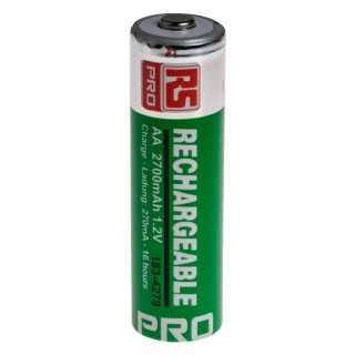 RS PRO Nickel Metal Hydride Rechargeable AA Battery 2.7 Ah 1.2 V Pack of 4 183-4279