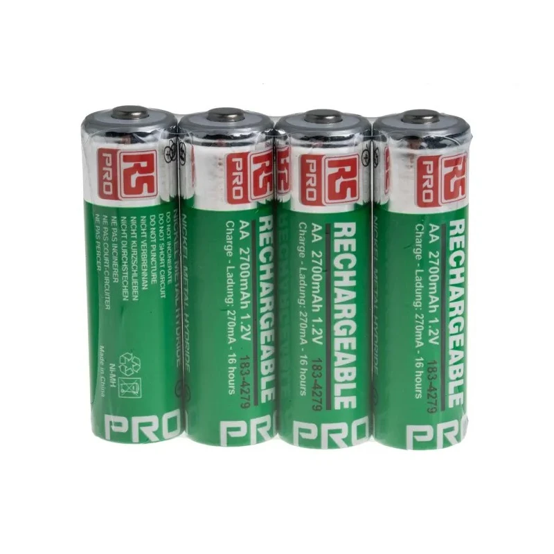 RS PRO Nickel Metal Hydride Rechargeable AA Battery 2.7 Ah 1.2 V Pack of 4 183-4279