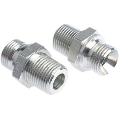 Parker Hydraulic Straight Threaded Adapter Male R, 60°, Steel, Zinc Plated, 0.5 in Hose ID 8F3MK4S