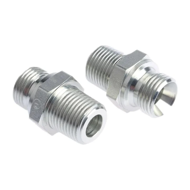 Parker Hydraulic Straight Threaded Adapter Male R, 60°, Steel, Zinc Plated, 0.5 in Hose ID 8F3MK4S