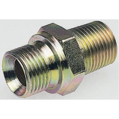 Parker Hydraulic Straight Threaded Adapter Male R, 60°, Steel, Zinc Plated, 1 in Hose ID, K4 Series 16F3MK4S
