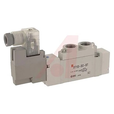 SMC Pneumatic Solenoid/Pilot-Operated Control Valve, 5-Port One-Touch Fitting, NPTF 1/4, 110V AC, Die Cast Aluminium SY7000