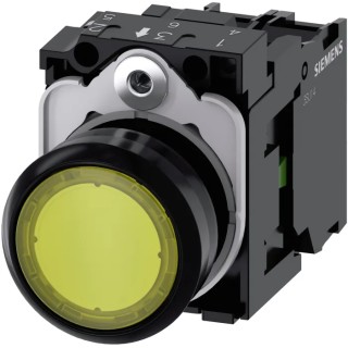 Siemens SIRIUS ACT 3SU11 Series Illuminated Push Button Complete Unit, Plate Mount, 22 mm Cutout, Yellow 3SU1106-0AB30-1BA0