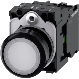 Siemens SIRIUS ACT 3SU11 Series Illuminated Push Button Complete Unit, 22 mm Cutout, White, SPST 3SU1106-0AB60-1BA0