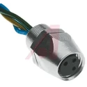 Turck Industrial Circular Connector, 3 Contacts, Panel Mount, M8, Plug, Female, IP67, Brass, 125V, 4A, Threaded MFKS 3-1