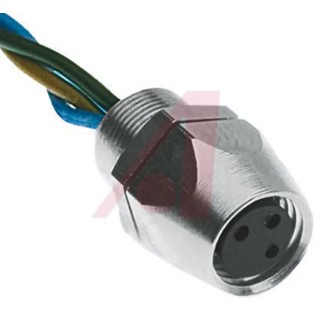 Turck Industrial Circular Connector, 3 Contacts, Panel Mount, M8, Plug, Female, IP67, Brass, 125V, 4A, Threaded MFKS 3-1