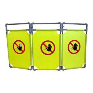 RS PRO Yellow Grey Polyvinyl Chloride Folding Safety Barrier 1.7m Width 1m Height 26mm Diameter 840-0584