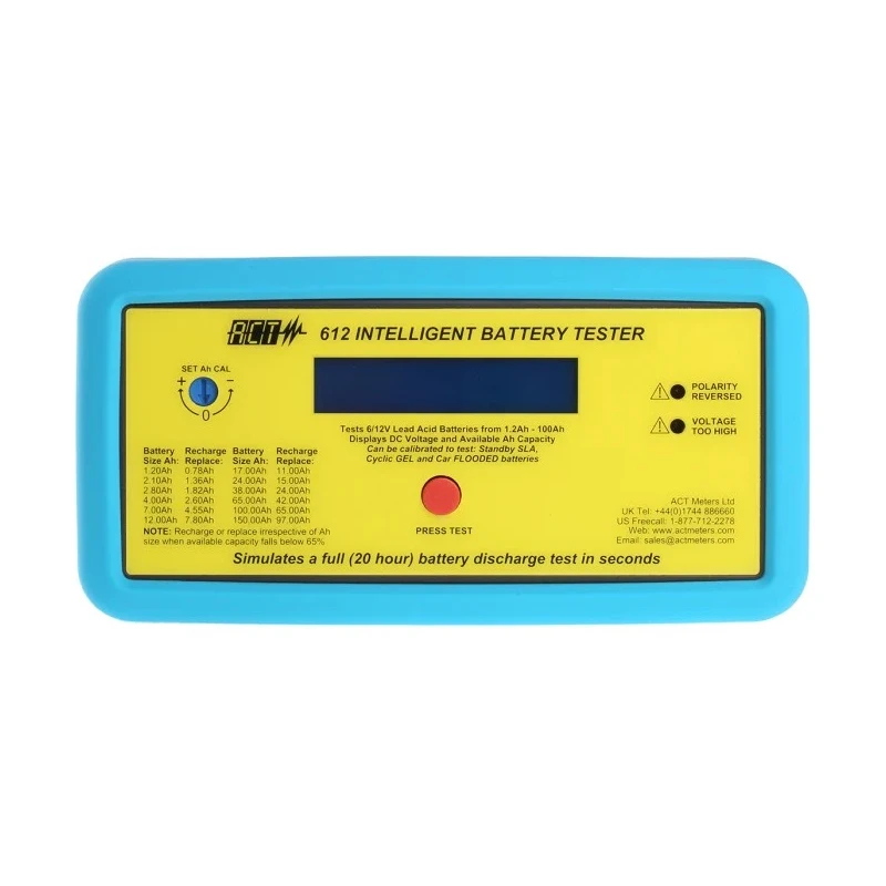 ACT Meter Dual Voltage Intelligent Battery Tester for 6V and 12V Lead Acid Batteries 1.2Ah to 150Ah 612-IBT