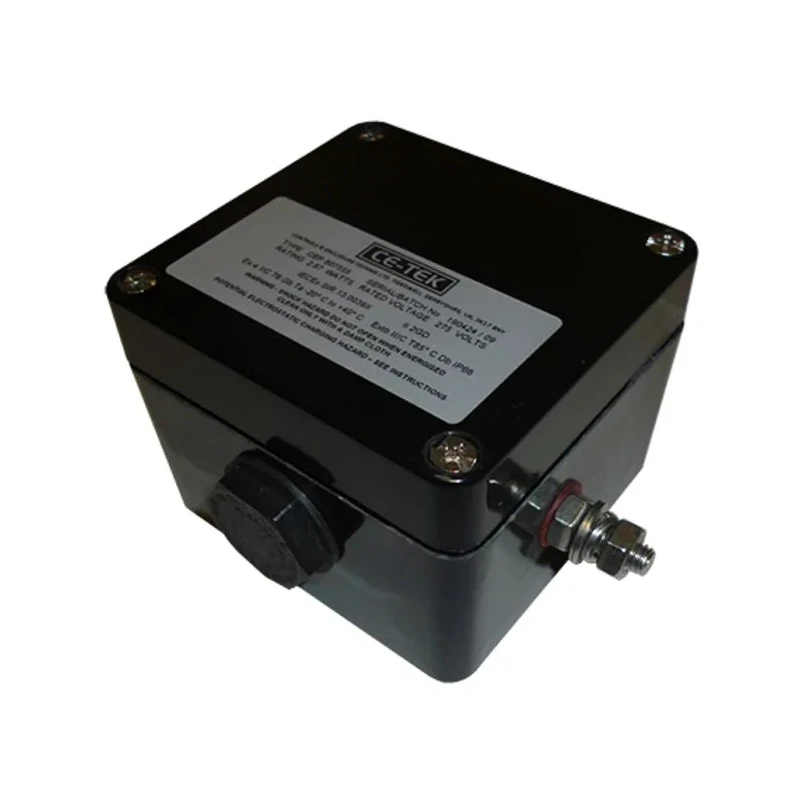 CE-TEK CEP Series Black Glass Reinforced Polyester Junction Box IECEx Certified IP66 75mm x 55mm x 80mm CEP807555PI