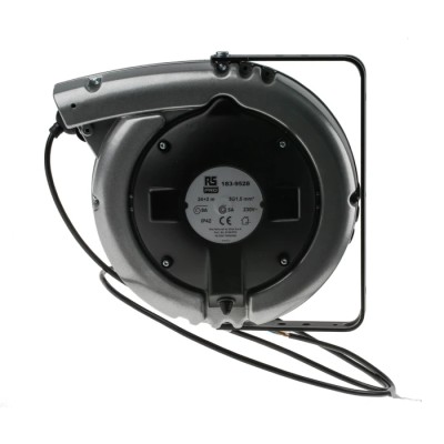 RS PRO Cable Reel 24 m Length 230V 8A Black IP42 Model IP42