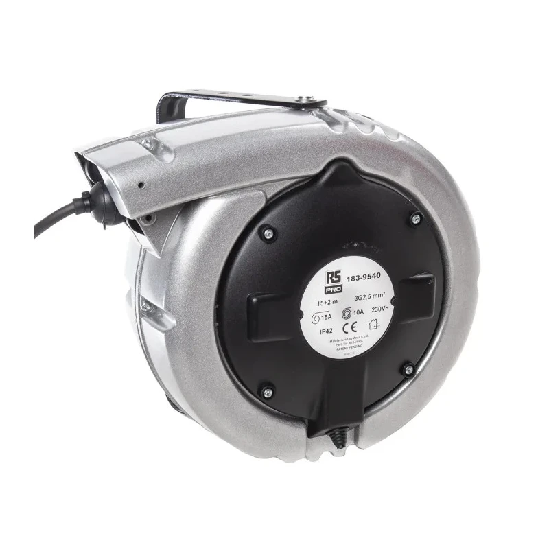 RS PRO 15 m 0 Socket Cable Reel 230V 15A Auto Rewind PVC Jacket IP42 IP42