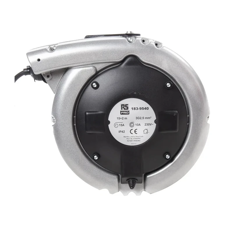 RS PRO 15 m 0 Socket Cable Reel 230V 15A Auto Rewind PVC Jacket IP42 IP42