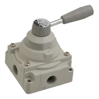 SMC Lever Pneumatic Manual Control Valve VH400 Series, 1/2 in NPT Port Size, Die Cast Aluminium Body