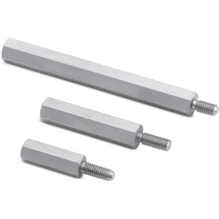 Wurth Elektronik Brass M4 Hex Body Standoff with 6 mm Body and 8 mm Stud Length, Nickel Finish 971060474