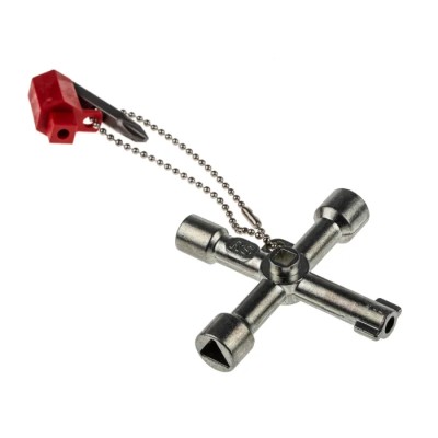 RS PRO Aluminium 4-way Control Cabinet Key , Die-cast Aluminium Body, 4 Key Profiles, Hexagonal and Square Bit Head 841-7005