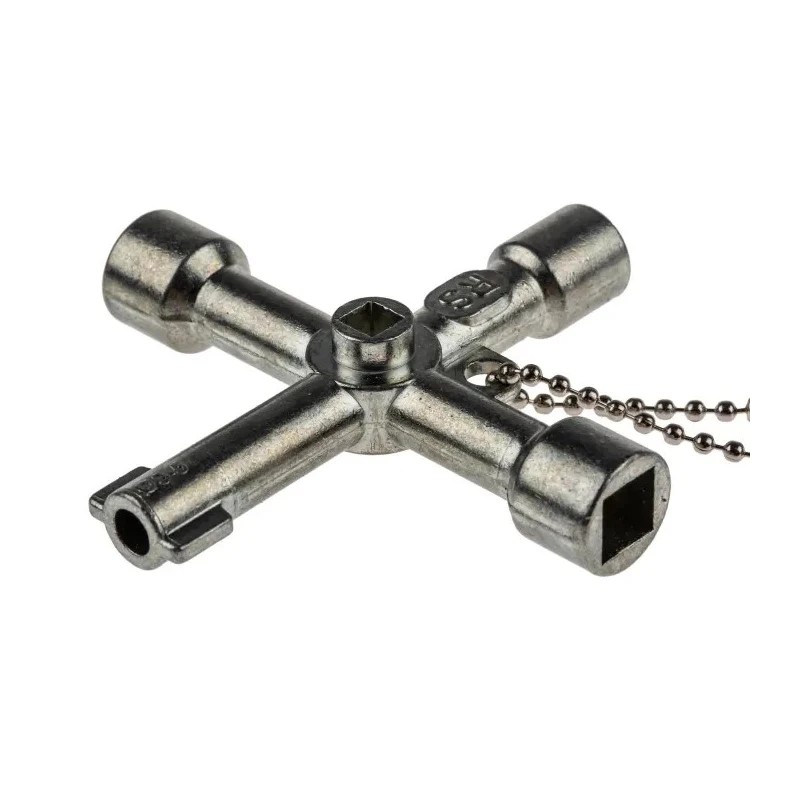 RS PRO Aluminium 4-way Control Cabinet Key , Die-cast Aluminium Body, 4 Key Profiles, Hexagonal and Square Bit Head 841-7005