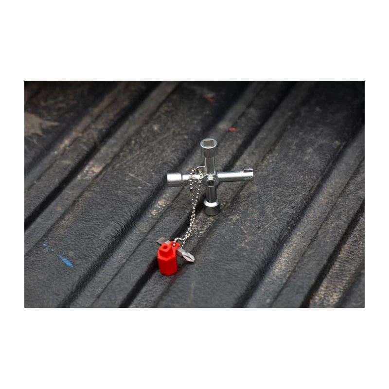 RS PRO Aluminium 4-way Control Cabinet Key , Die-cast Aluminium Body, 4 Key Profiles, Hexagonal and Square Bit Head 841-7005