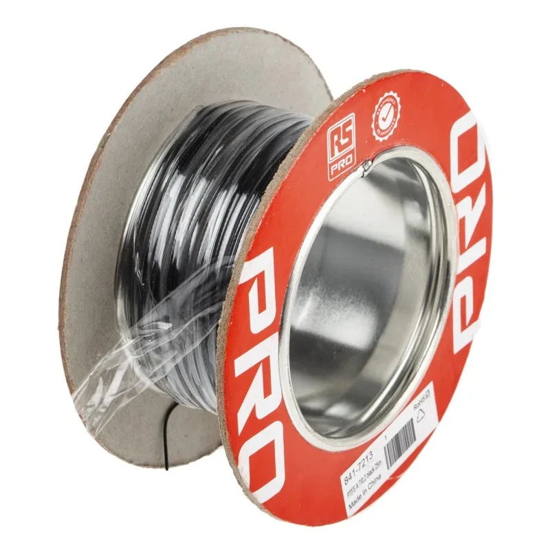 RS PRO Black 0.22 mm² Hook Up Wire, 24 AWG, 7/0.2 mm Core Strands, 25 m Length, Silver Plated Copper Conductor 841-7213