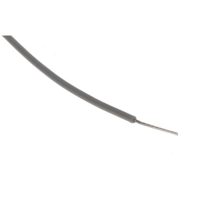 RS PRO Grey 0.22 mm² 24 AWG Hook Up Wire, 7/0.2 mm Core Strands, 100m Length, PTFE Jacket 841-7380
