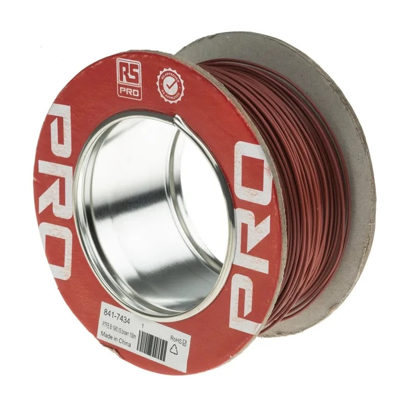RS PRO Brown 0.34 mm² Hook Up Wire 22 AWG 19x0.15 mm Core Strands 100 m Polytetrafluoroethylene 841-7434