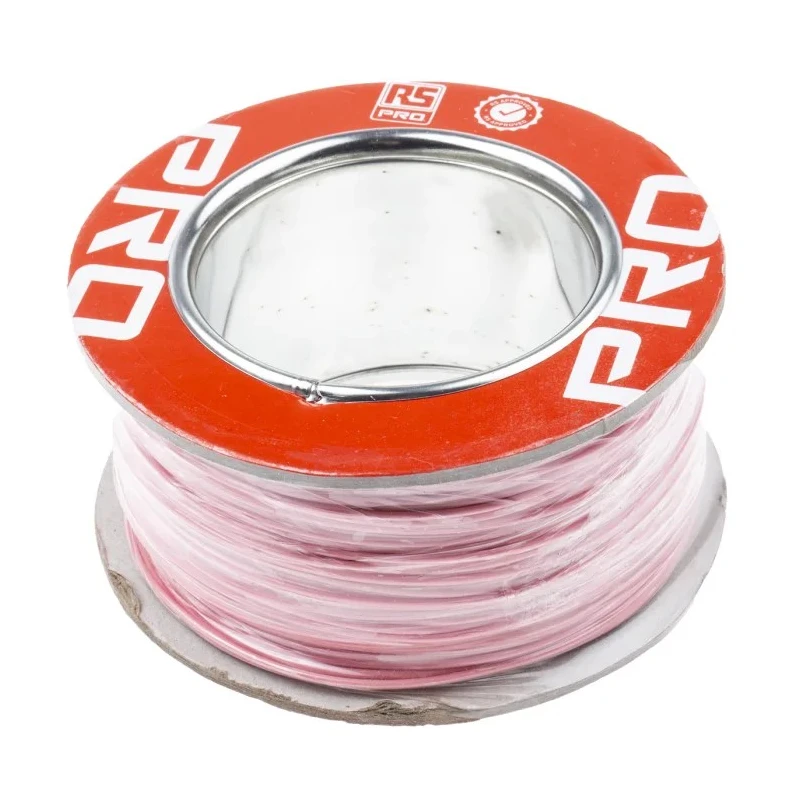 RS PRO Pink 0.6 mm² Hook Up Wire, 20 AWG, 19/0.2 mm Core Strands, 100 m Length, Polytetrafluoroethylene Jacket 841-7440