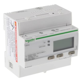 Schneider Electric 3 Phase Electronic LCD Energy Meter Acti9 iEM Series, Meter Accuracy 1 to 0.5 s, Model A9MEM3200