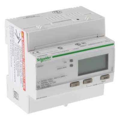Schneider Electric 3 Phase Electronic LCD Energy Meter Acti9 iEM Series, Meter Accuracy 1 to 0.5 s, Model A9MEM3200