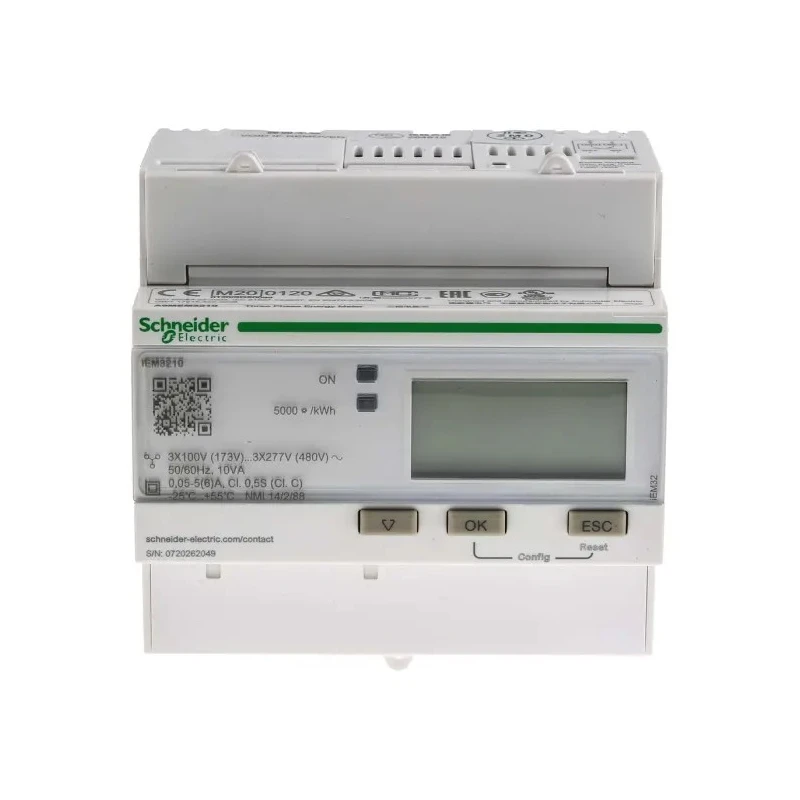 Schneider Electric 3 Phase Energy Meter LCD Display Acti9 iEM Series A9MEM3210