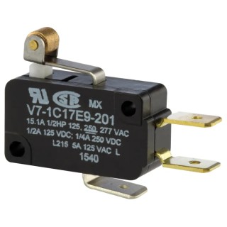 Honeywell Technologies Roller Lever Micro Switch, Quick Connect Terminal, 15A, 125 V, SPDT V7-1C17E9-201