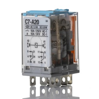 Turck Power Relay, 24V dc Coil, 10A Switching Current, DPDT, Plug-In, Silver Alloy Contacts, C7-A20/024VDC