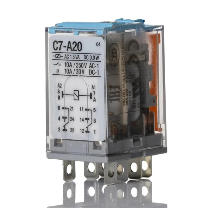 Turck Power Relay, 24V dc Coil, 10A Switching Current, DPDT, Plug-In, Silver Alloy Contacts, C7-A20/024VDC