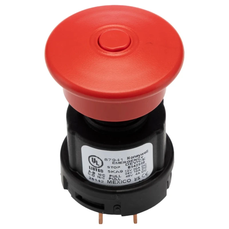 Honeywell Technologies Emergency Stop Push Button, Panel Mount, 22 mm Cutout, 2 NC Contacts, Pull Release, IP67 87941-08