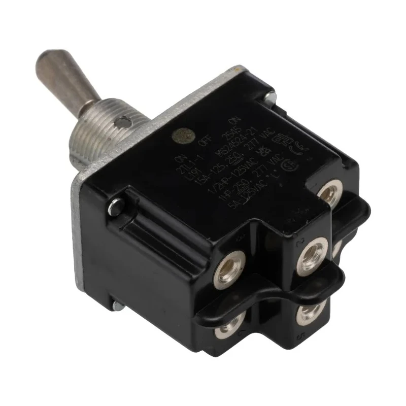 Honeywell Technologies Toggle Switch, Panel Mount, On-Off-On, DPDT, Screw Terminal, 277 V AC 2TL1-1