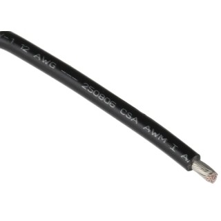 Alpha Wire Hookup Wire PVC Series Black 3.3 mm² 12 AWG Tinned Copper, 65x0.25 mm² Strands, 30 m Length, 600V 3080 BK005