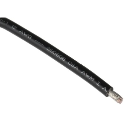 Alpha Wire Hookup Wire PVC Series Black 3.3 mm² 12 AWG Tinned Copper, 65x0.25 mm² Strands, 30 m Length, 600V 3080 BK005