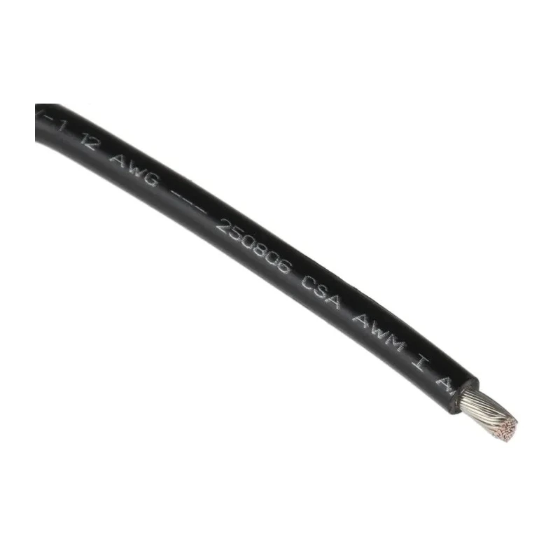 Alpha Wire Hookup Wire PVC Series Black 3.3 mm² 12 AWG Tinned Copper, 65x0.25 mm² Strands, 30 m Length, 600V 3080 BK005