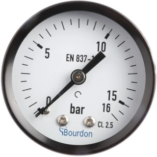 Bourdon Industrial Pressure Gauge 50 mm Dial, G 1/4 Connection, 16 bar, ±2.5% Accuracy MAT2-F20.B24