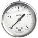 Bourdon Stainless Steel Case Pressure Gauge 63 mm Dial Size 4 Bar Maximum Pressure G 1/4 Connection MIT3-F22.B19