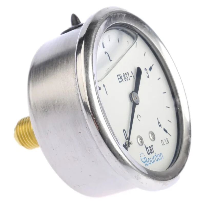 Bourdon Stainless Steel Case Pressure Gauge 63 mm Dial Size 4 Bar Maximum Pressure G 1/4 Connection MIT3-F22.B19
