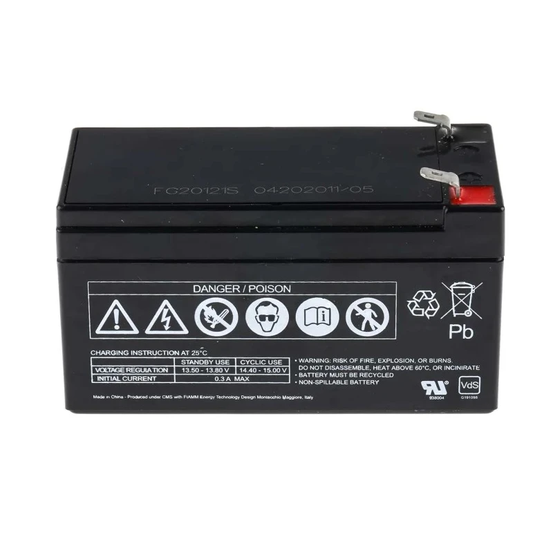Fiamm 12 V Sealed Lead Acid Battery 1.2 Ah AGM Construction Faston F1 Termination FG20121