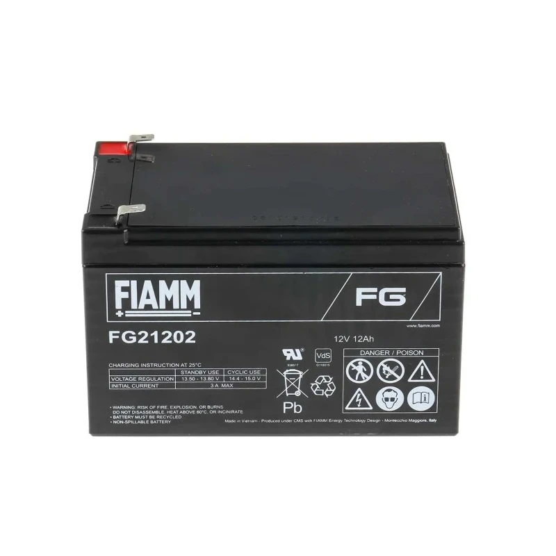 Fiamm 12 V Faston F2 Sealed Lead Acid Battery 12 Ah AGM Construction, 98mm x 100mm FG21202